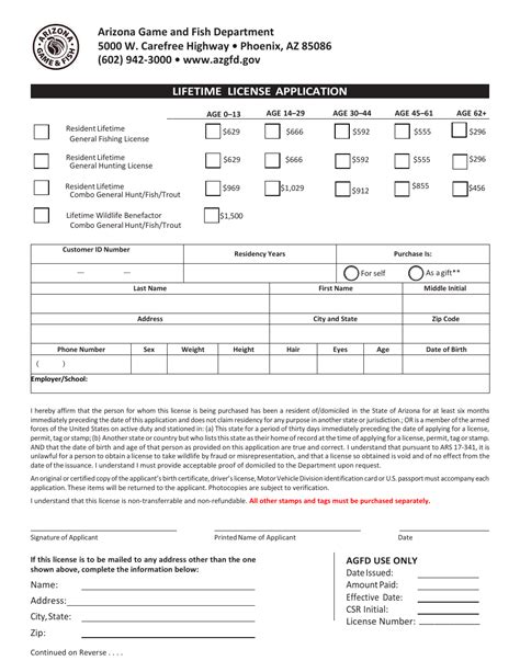 Lifetime License Application .